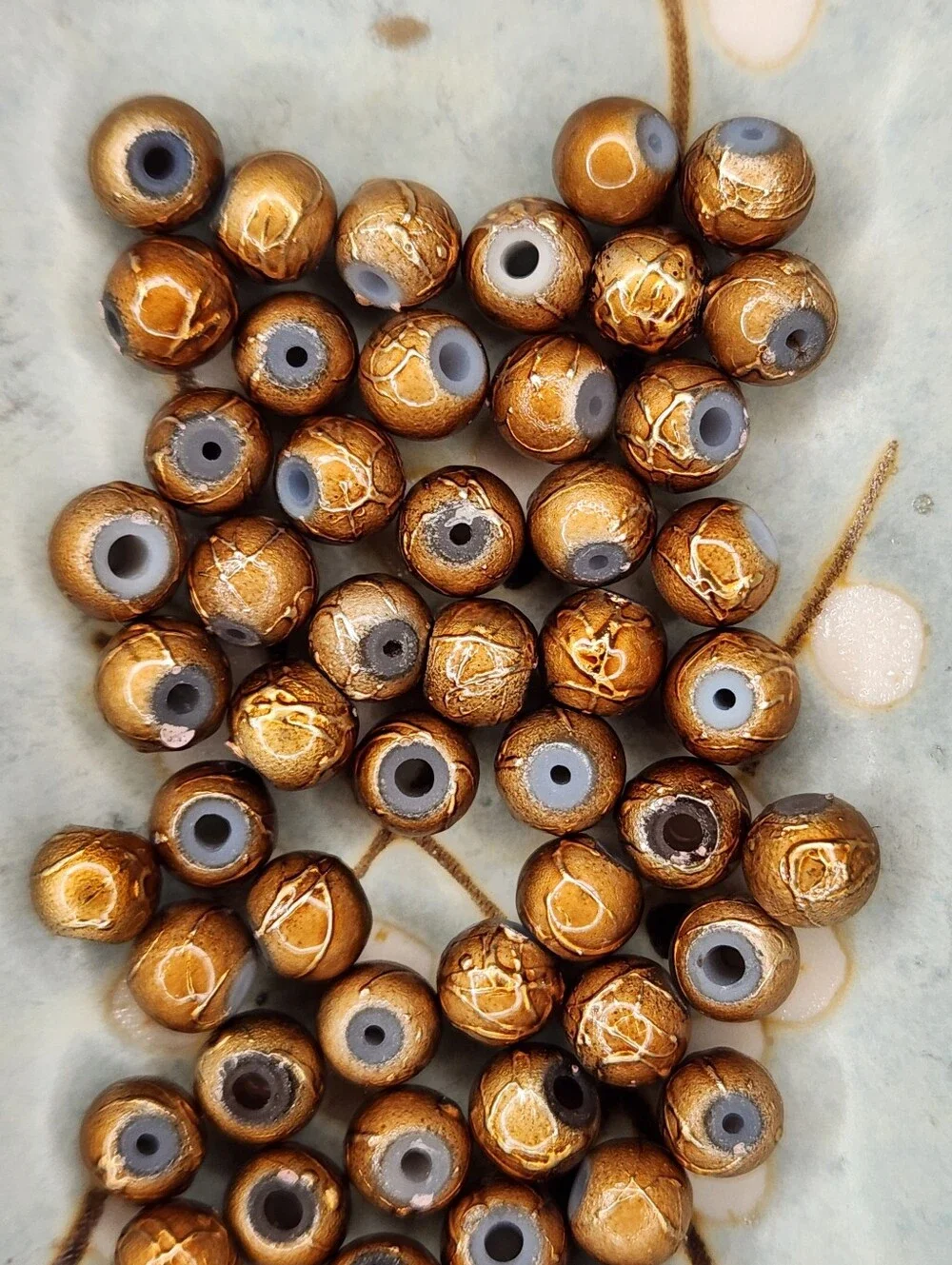 Brown Spectra Crackle Foil Metallic Beads 6mm 50 Pcs Rare #178